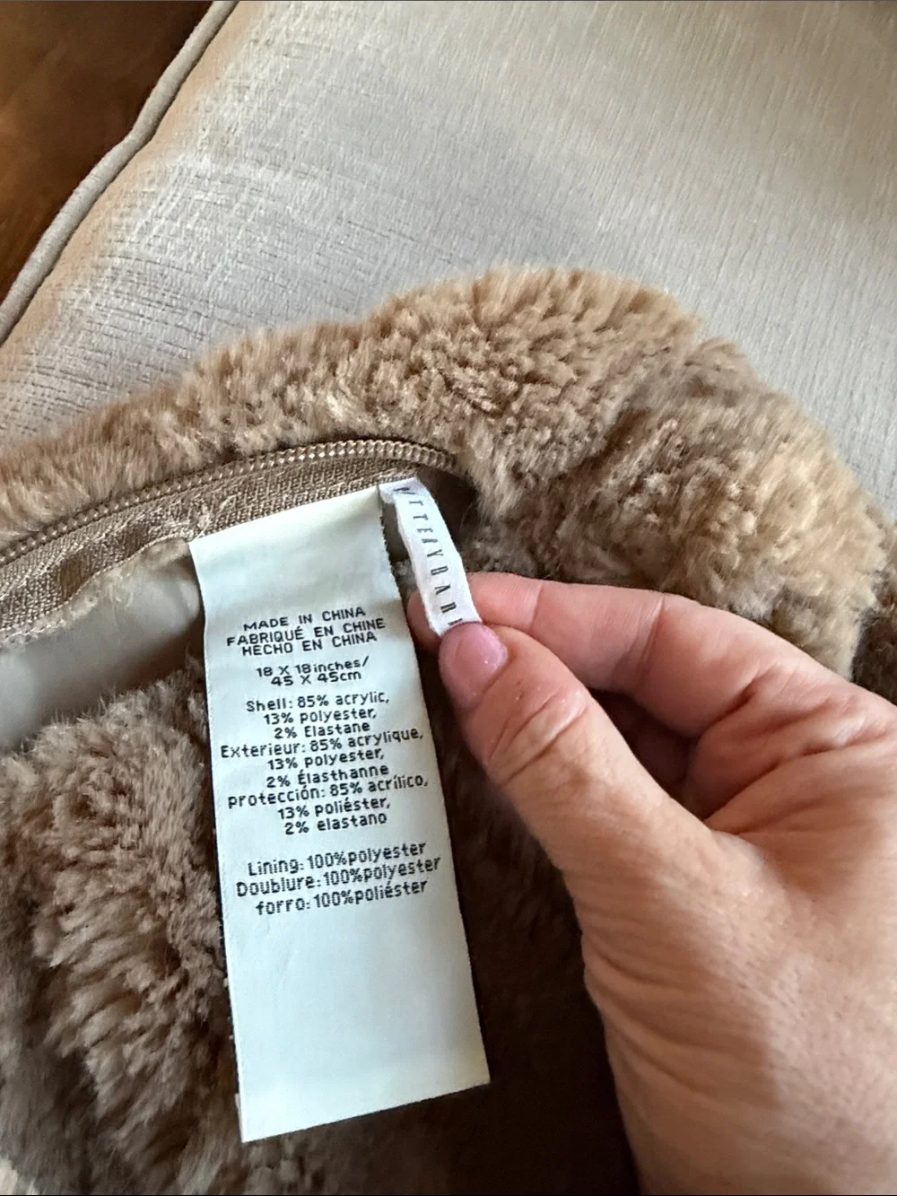 Pottery Barn Ruched Faux Fur Throw Pillows - Taupe Brown 1 available